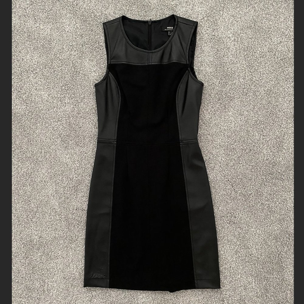 Mexx faux leather panel sheath dress size 32 (XXS)
